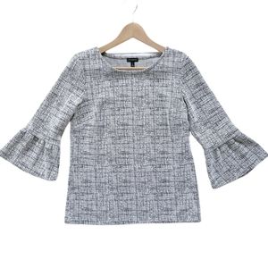 Talbots bell sleeve top black and white size large